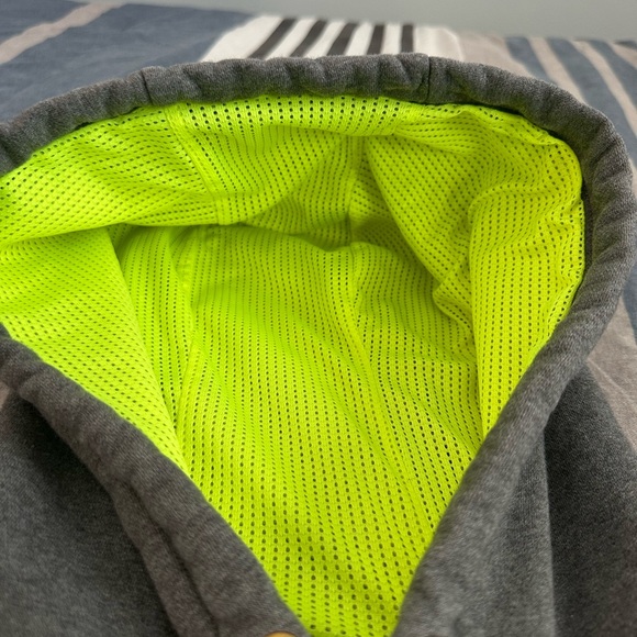 Russell Gray Hoodie with Neon Green Lining - Picture 7 of 14